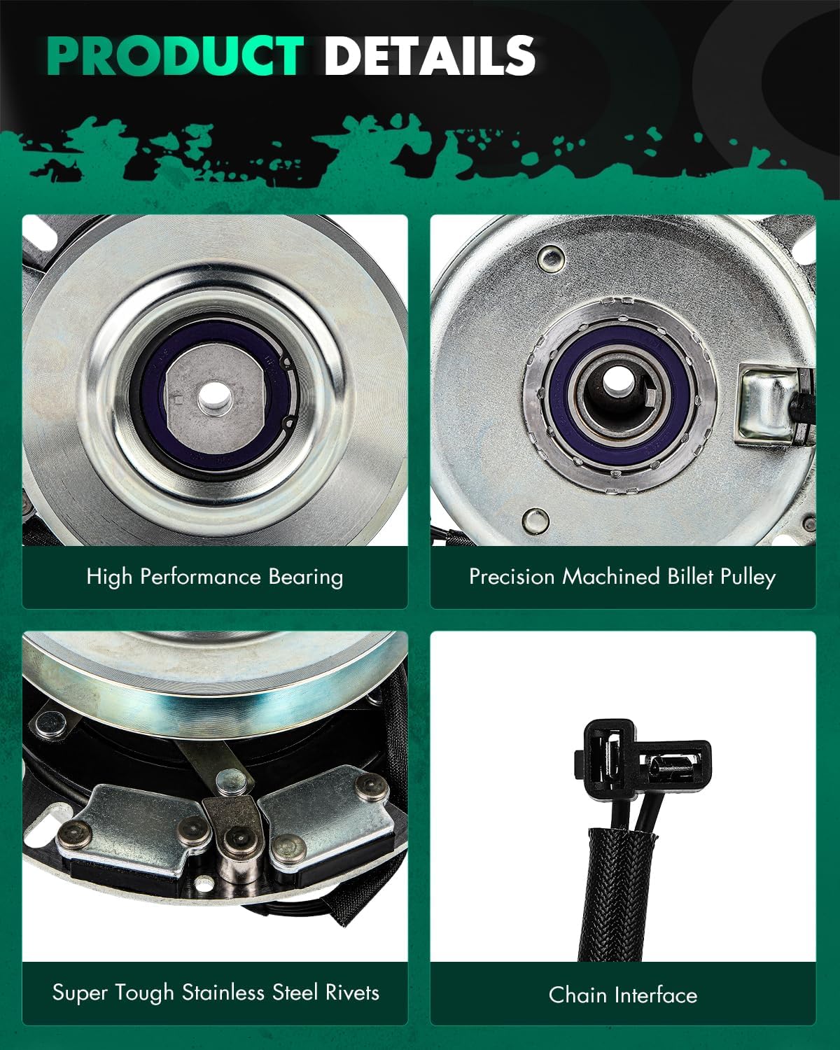 SCITOO PTO Clutch Fit for STENS: 255-297, for Warner: 5219-25, for CUB Cadet: 717-1774 717-1774B 717-1774C 917-05001 917-1774 917-1774B 917-1774C, for Xtreme: X0065 Electric Lawn Mower