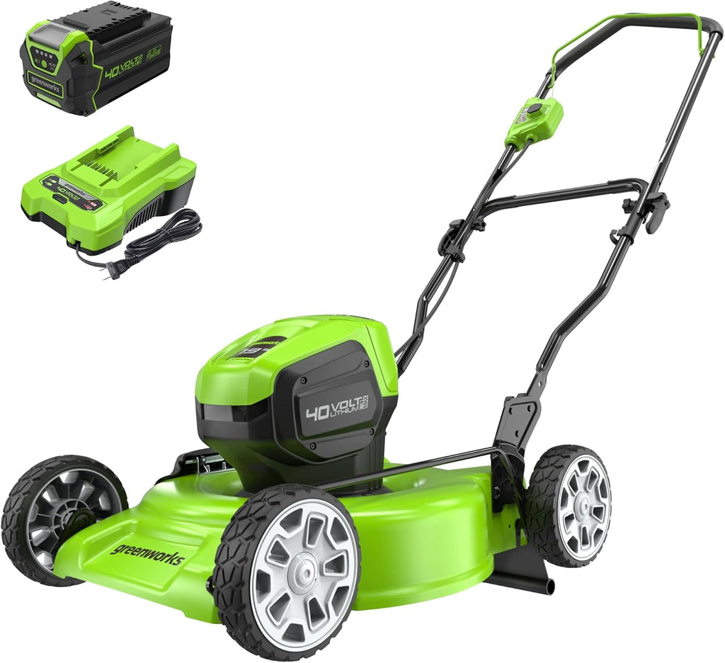Greenworks 40V 19' Brushless (Push) Cordless Lawn Mower, 4.0Ah Battery and Charger