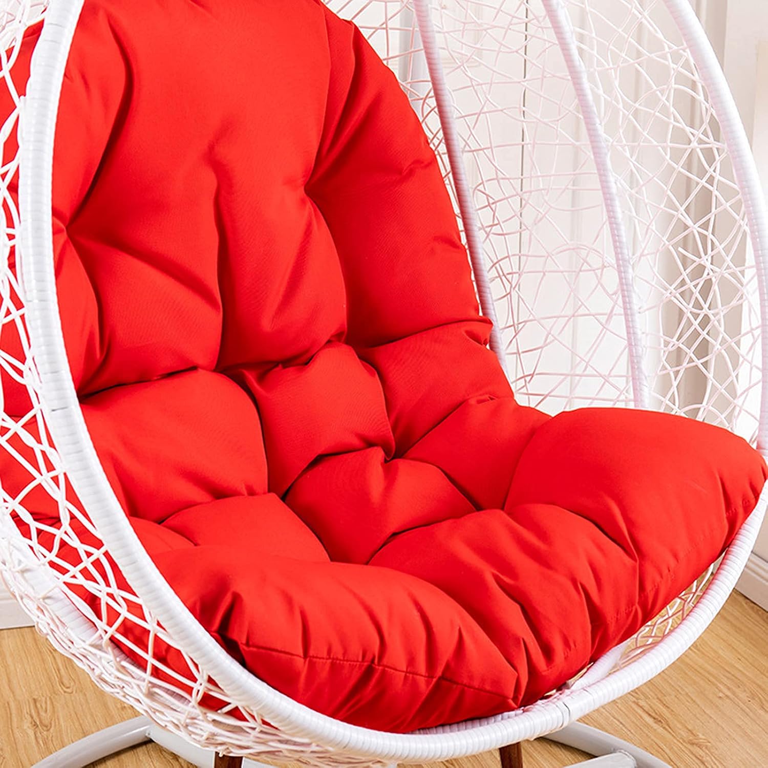 Hanging Nest Swing Chair Cushion Replacement, Outdoor Patio Garden Egg Rocking Chair Basket Seat Cushion Only, Meditation Cushion Floor, Does Not Include Chair and Stand(Color:Red)