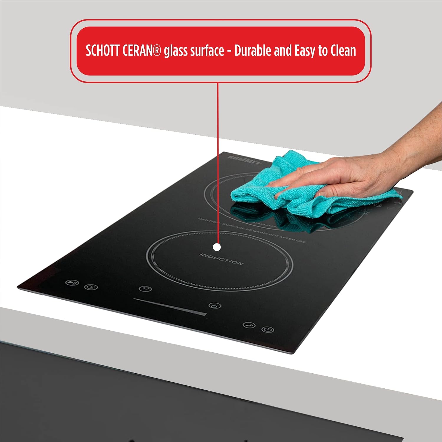 Summit 12' Induction Cooktop, 2 Cooking Zones, 115V Electric Cooktop, ADA Compliant Design, Black- SINC2B115
