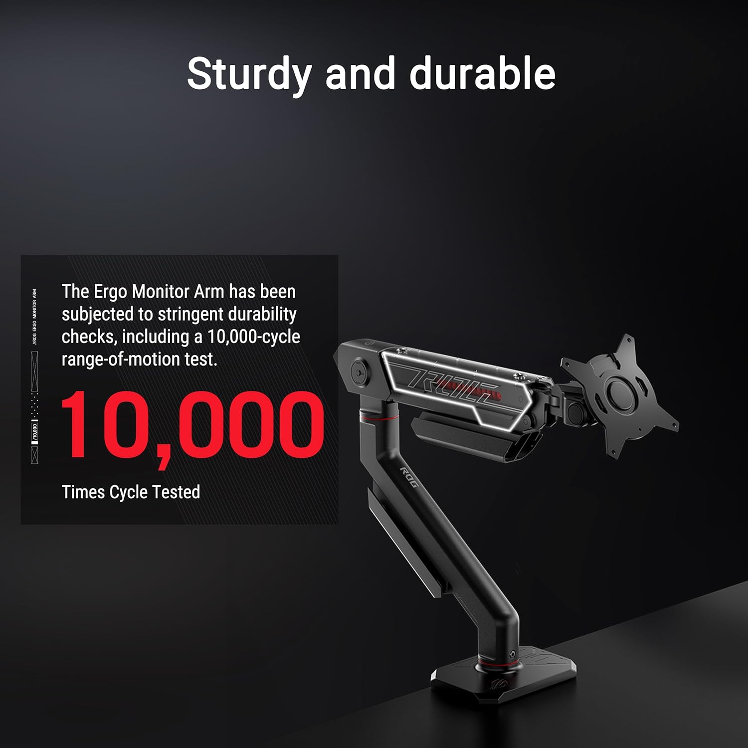 ASUS ROG Ergo Monitor Arm (AAS01) - Monitor Mount with Cable Management, Ergonomic, Pivot, Swivel, Height Fully Adjustable, Clean Desk Setup, up to 39 inches*,23lbs*, VESA 100x100, Mechanical Spring
