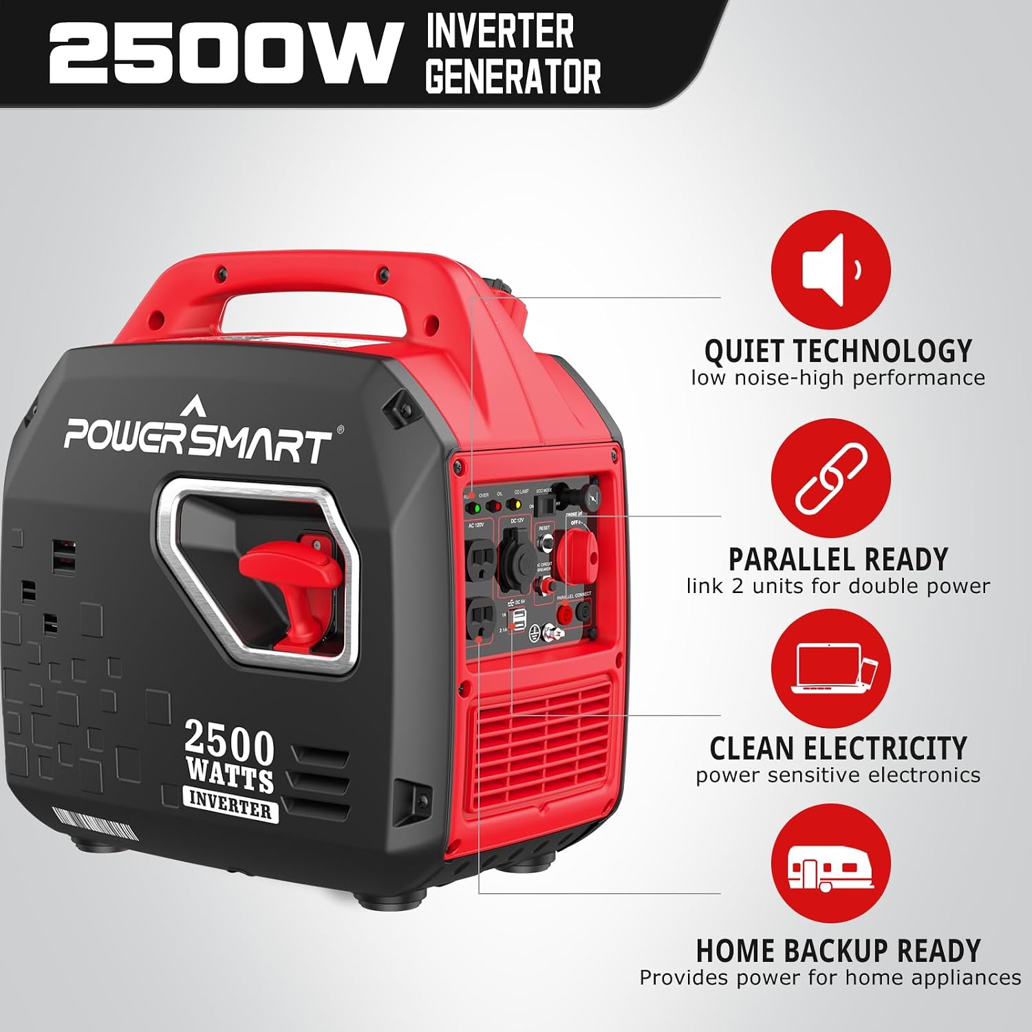 PowerSmart 2500-Watt Portable Inverter Generator with Quiet, Camping, EPA & CARB Compliant,PS5020W