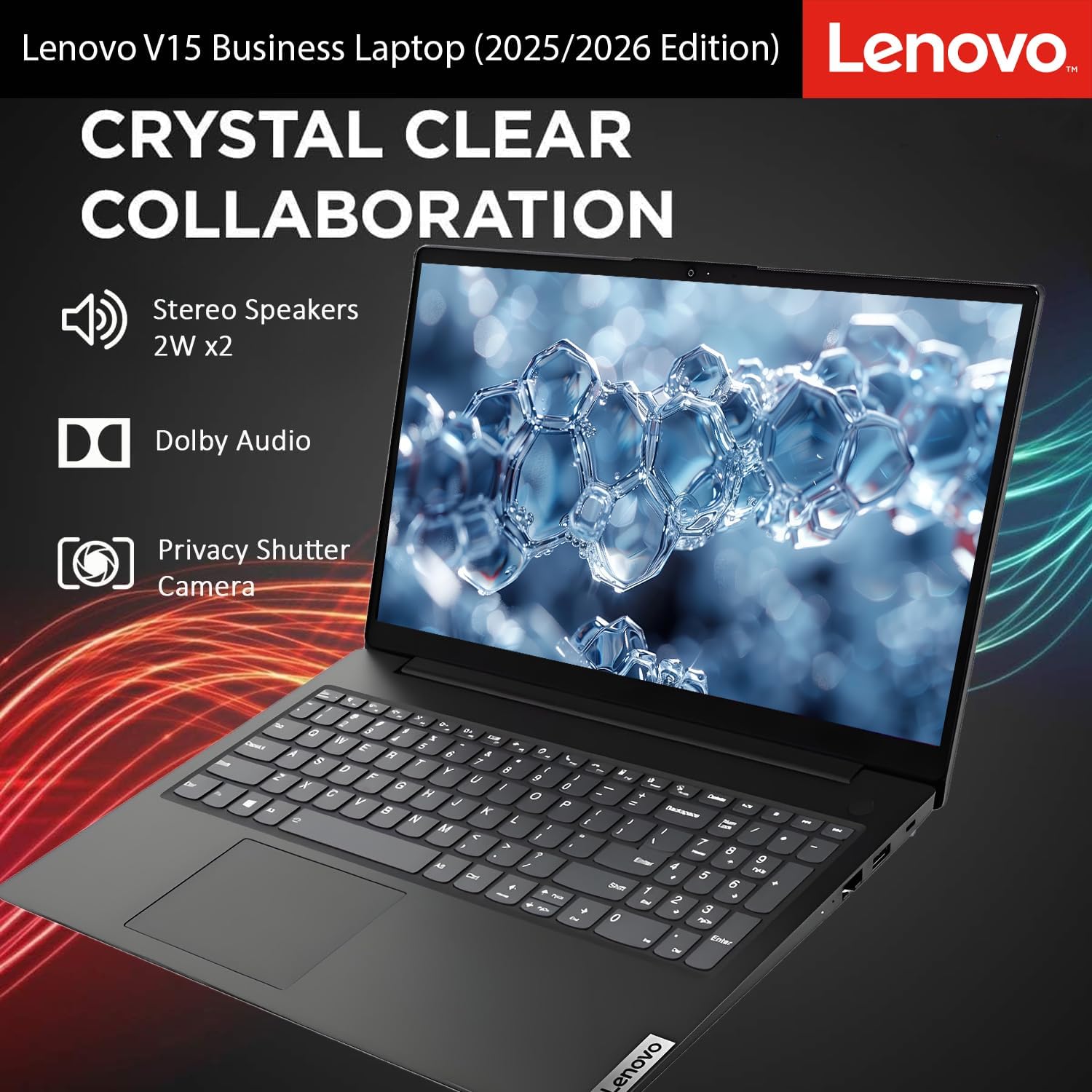 Lenovo Newly Released V15 Business Laptop(2025/2026 Edition) with Microsoft Office, Intel Powerful CPU, 8GB RAM, 256GB SSD, 15.6' FHD Display, Ultra Quiet Design, Long Battery Life, Windows 11, WOWPC