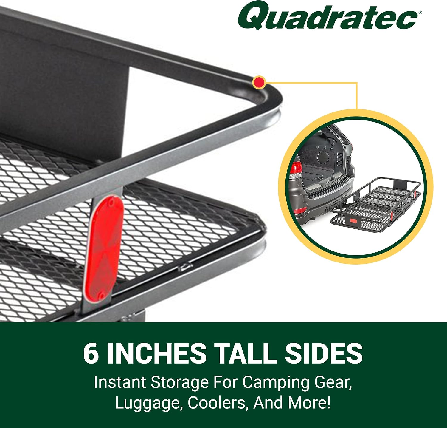Quadratec Large Cargo Rack Basket Platform, 60' x 24' - Mounts to 2' Receiver Hitch - Great for Hauling Luggage, Camping Gear, Supplies, Generators, and More - Fits Jeeps, Cars, Trucks, SUV & More