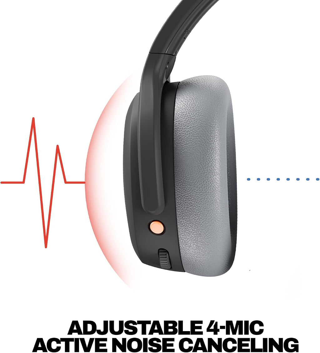 Skullcandy Crusher ANC 2 Wireless Over-Ear Bluetooth Headphones with Multi-Sensory Bass, Active Noise Cancelling, Up to 60 Hours Battery, Microphone for iPhone Android - Black/Asphalt