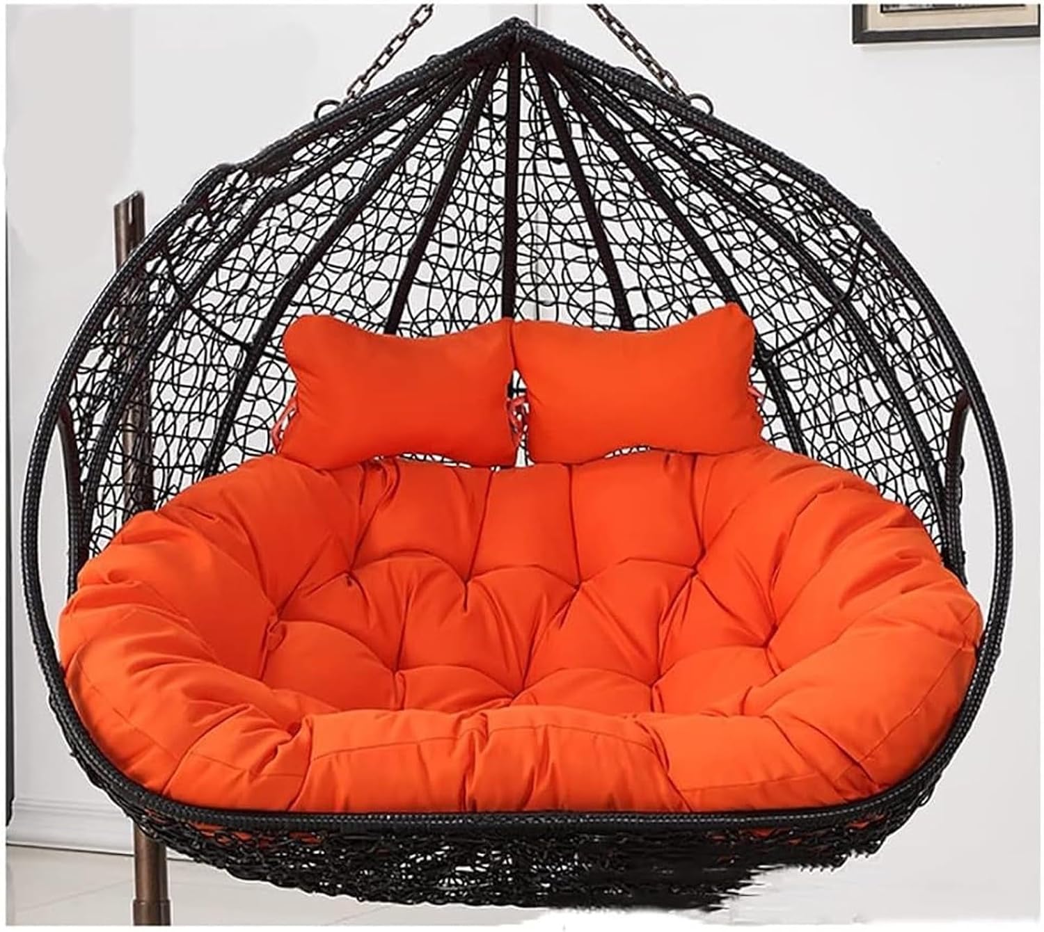 Generic Double Swing Chair Cushion Replacement, Large Egg Chair Cushion with Adjustable Pillow for Indoor Outdoor Garden Balcony Rocking Hanging Basket Rattan Chair Rest Seat Pad(G), Size