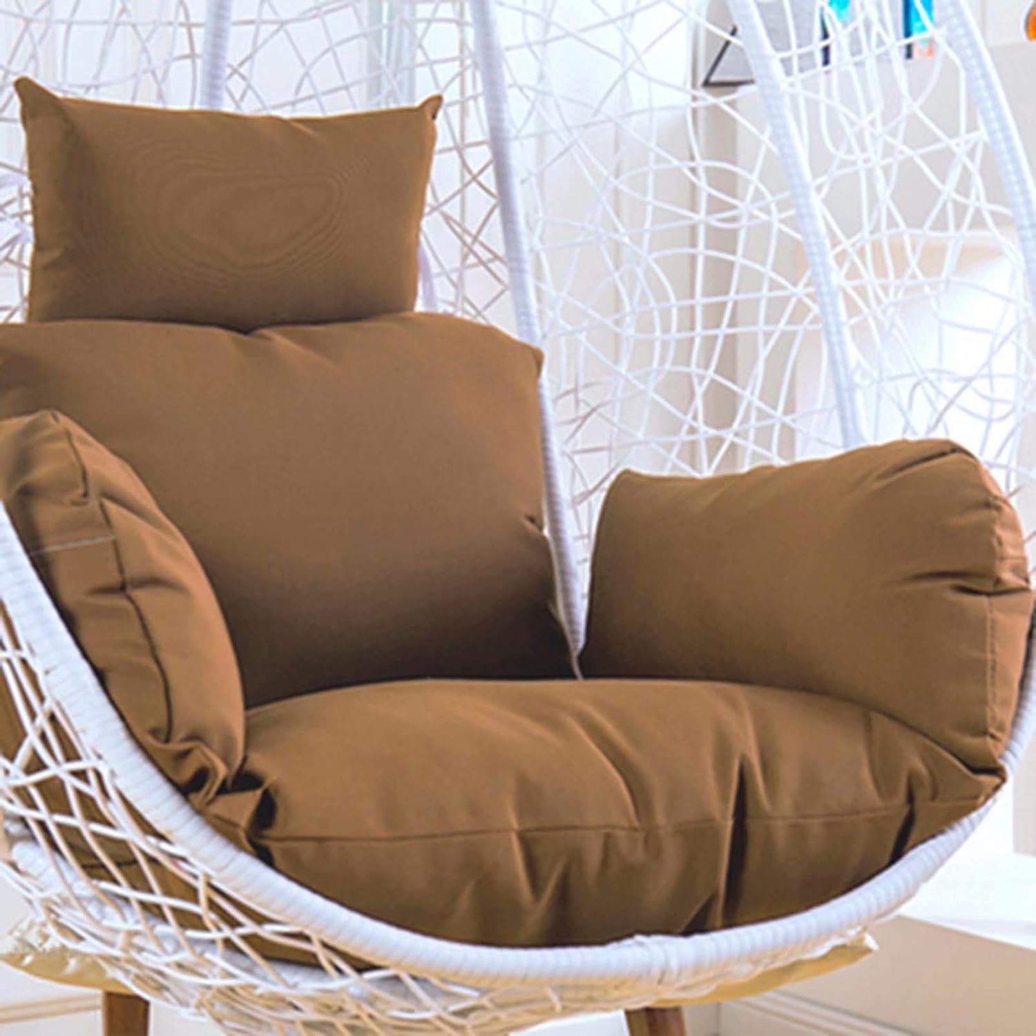 Egg Chair Cushion Only, Outdoor Hanging Swing Chair Cushion, Hanging Egg Chair Cushion Thick, Washable Cover Hanging Hammock Chair Cushion for Garden, Chair Pads Replacement Taupe