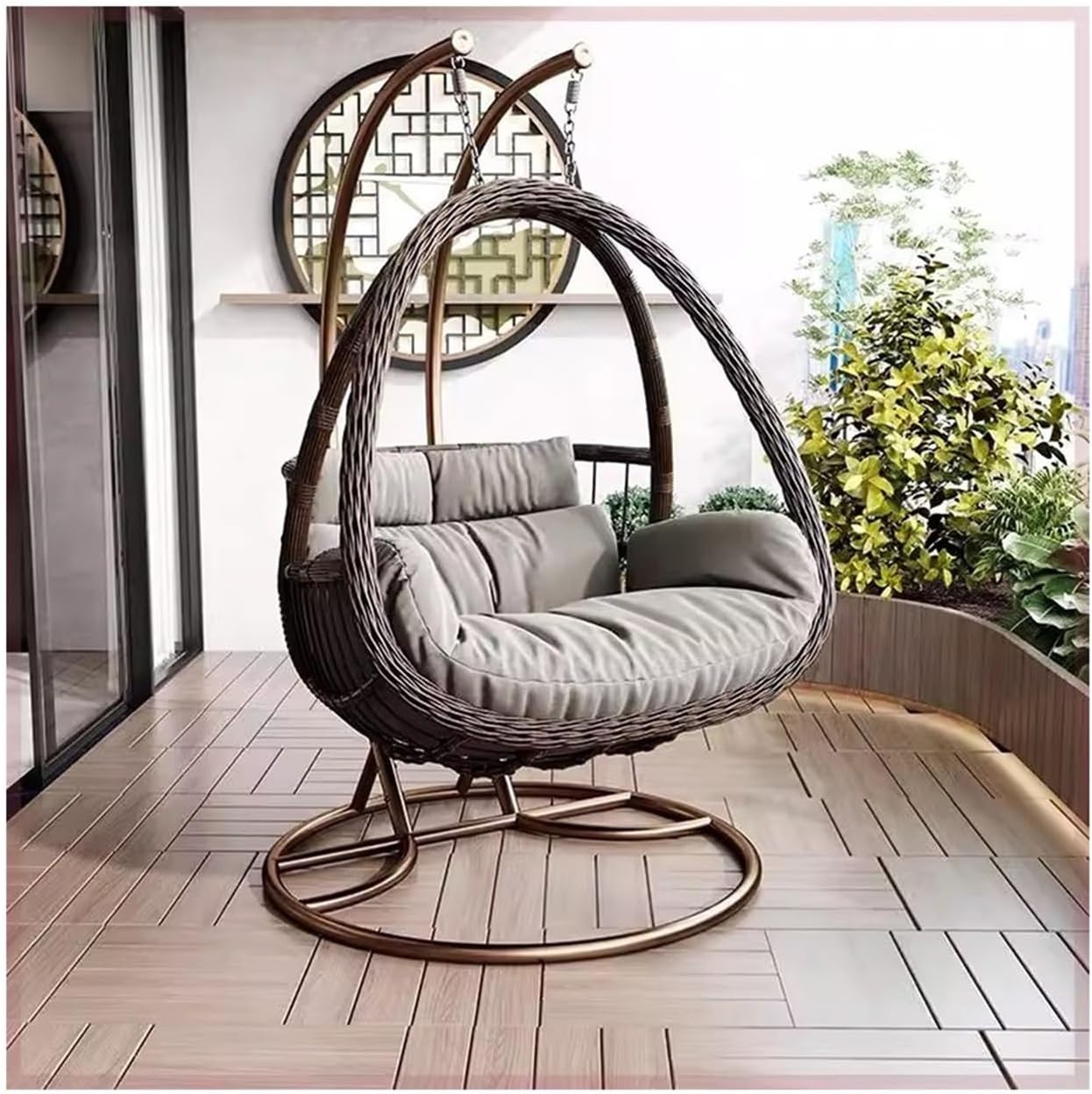 Home Rattan Chairs- Hanging Chair Family Balcony Rocking Chair Double Person Hanging Basket Indoor Swing Hammock Chair Leisure Chair Patio Lounge Chair