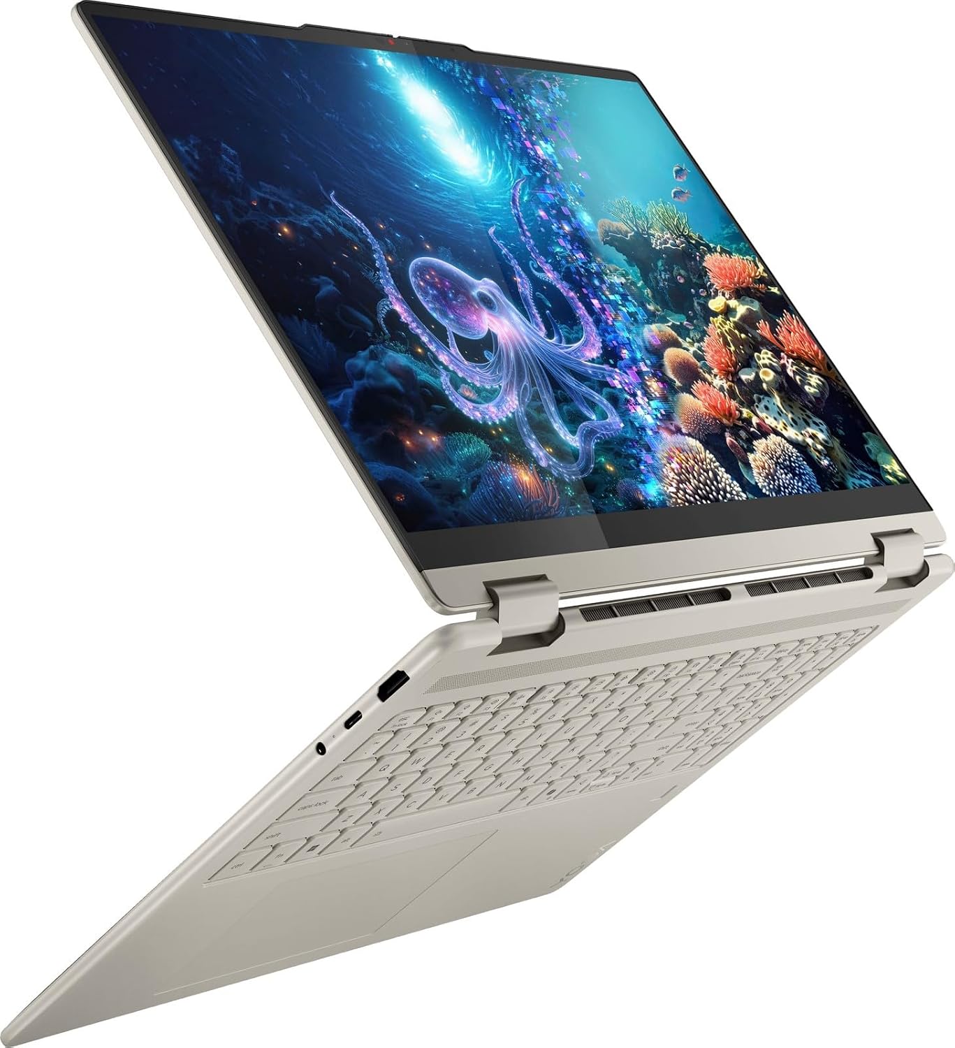 Lenovo Yoga 7 2-in-1 AI PC Copilot Laptop, 16' 2K LCD Touchscreen, AMD Ryzen AI 5 340, AMD Radeon 840M, 16GB LPDDR5X, 512GB SSD, WiFi 7, Backlit KB, Fingerprint, 1080P Webcam, W/128 PSD, Win 11 Home