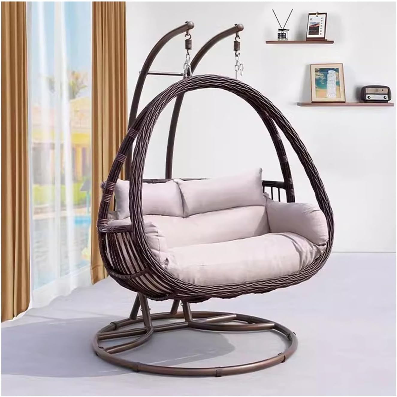 Home Rattan Chairs- Hanging Basket Chair Rocking Basket Chair Home Balcony Courtyard Leisure Chair Indoor Swing Patio Lounge Chair