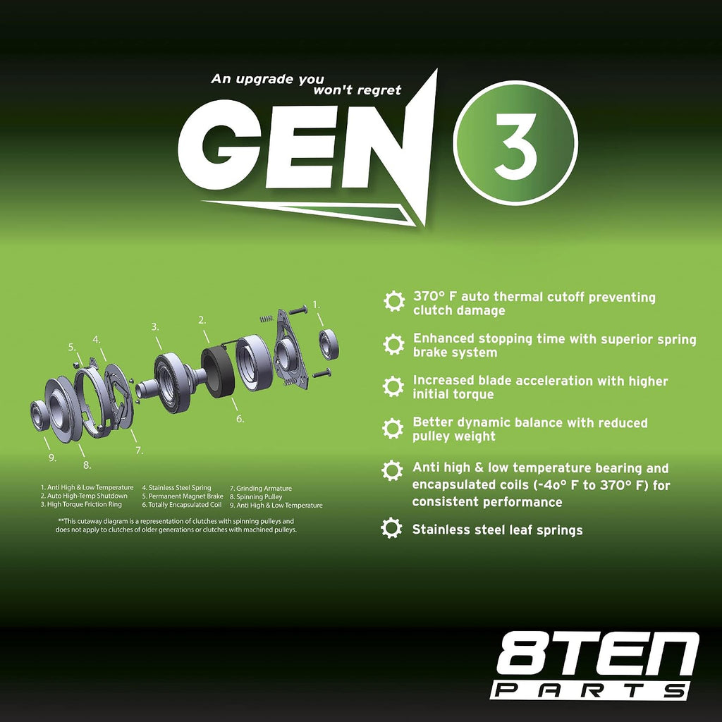 8TEN Gen 3 Electric PTO Clutch for AYP Craftsman Cub Cadet MTD Husqvarna 532144509 140923 5215-73 174509 170056 124648X