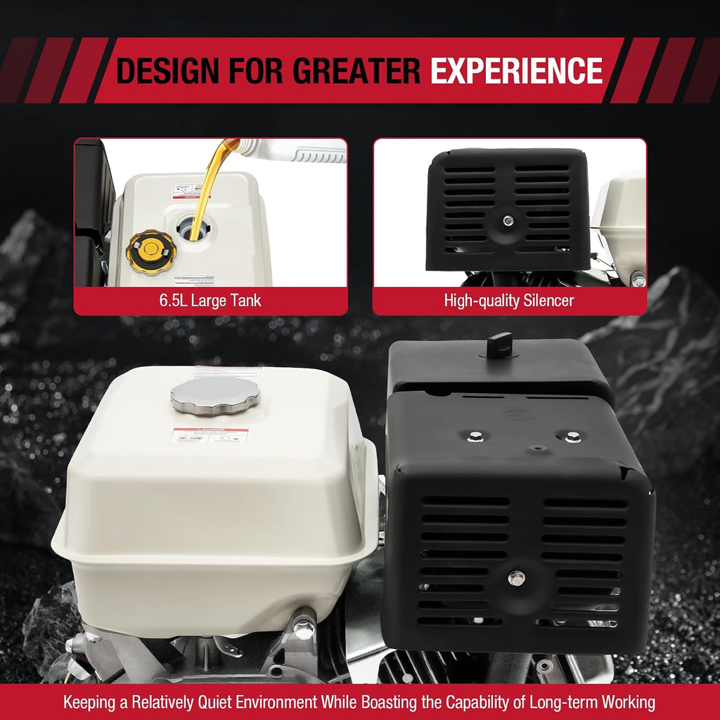15HP Gas Engine Motor, 420CC 4 Stroke OHV Pull Start 3600RPM Industrial Grade Gasoline Powered Multi-Use Engine Air Cooled for Water Pump Go-Karts Lawnmowers