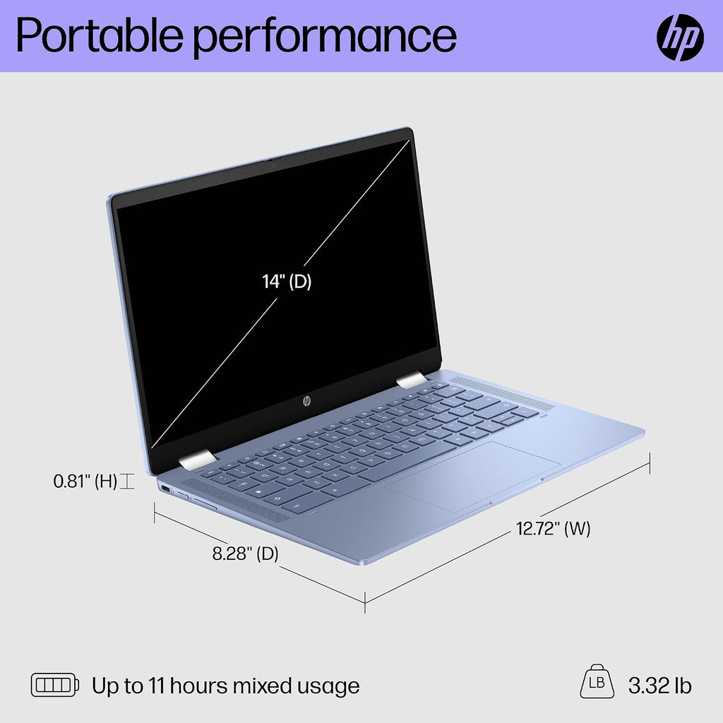 HP Chromebook x360-14inch Touchscreen Tablet - Google Laptop 2in1 - FHD Display - Intel Processor N100 Beat i3-1005G1 - USB C - Long Battery Life - School Kids - 2024 (Stylus Pen, 4GB RAM |64GB SSD)