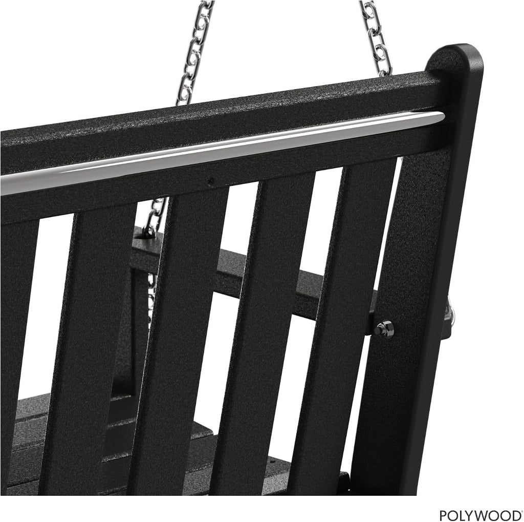 POLYWOOD GNS60BL Vineyard 60' Outdoor Swing, Black