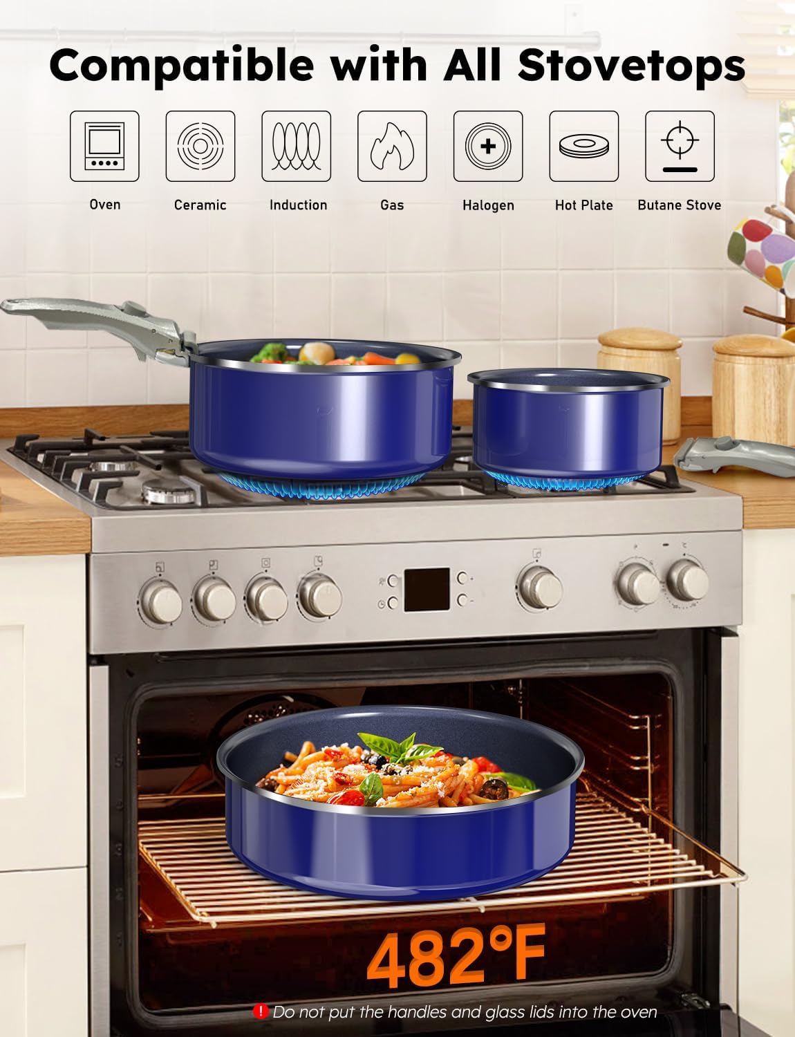 Pro DUXANO 12PC Pots and Pans Set&Hybrid 3-Ply Stainless Steel Skillet, High Heat Sear&Fry, 2-Layer Ceramic Nonstick Induction Cookware, 9H Scratch-Resistant&Anti-Warp,PFAS Free,All Cooktop/Dishwasher