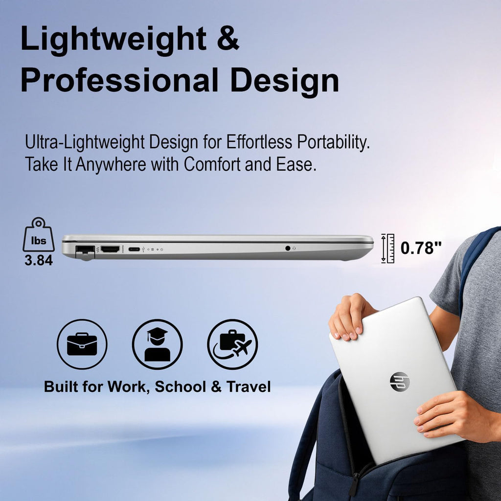 HP 2026 New Generation 15.6' FHD Business Laptop, Intel Powerful Processor, 8GB RAM, 256GB SSD, Ultra Quiet Design, Long Battery Life, Microsoft Office 365 for the Web, Windows 11 Pro, No Mouse