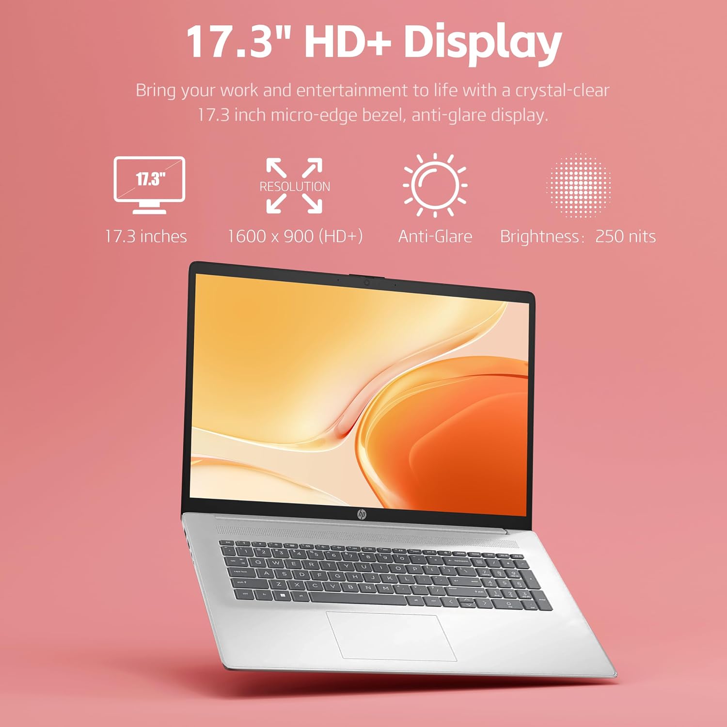 HP 17 Laptop, Intel Core i3 N305 Processor, 8-Cores,16GB RAM, 512GB SSD,17.3' HD Display, Numeric Keypad, 720p Camera, Long Battery Life, Windows 11 Home, Alpacatec Accessories, Silver