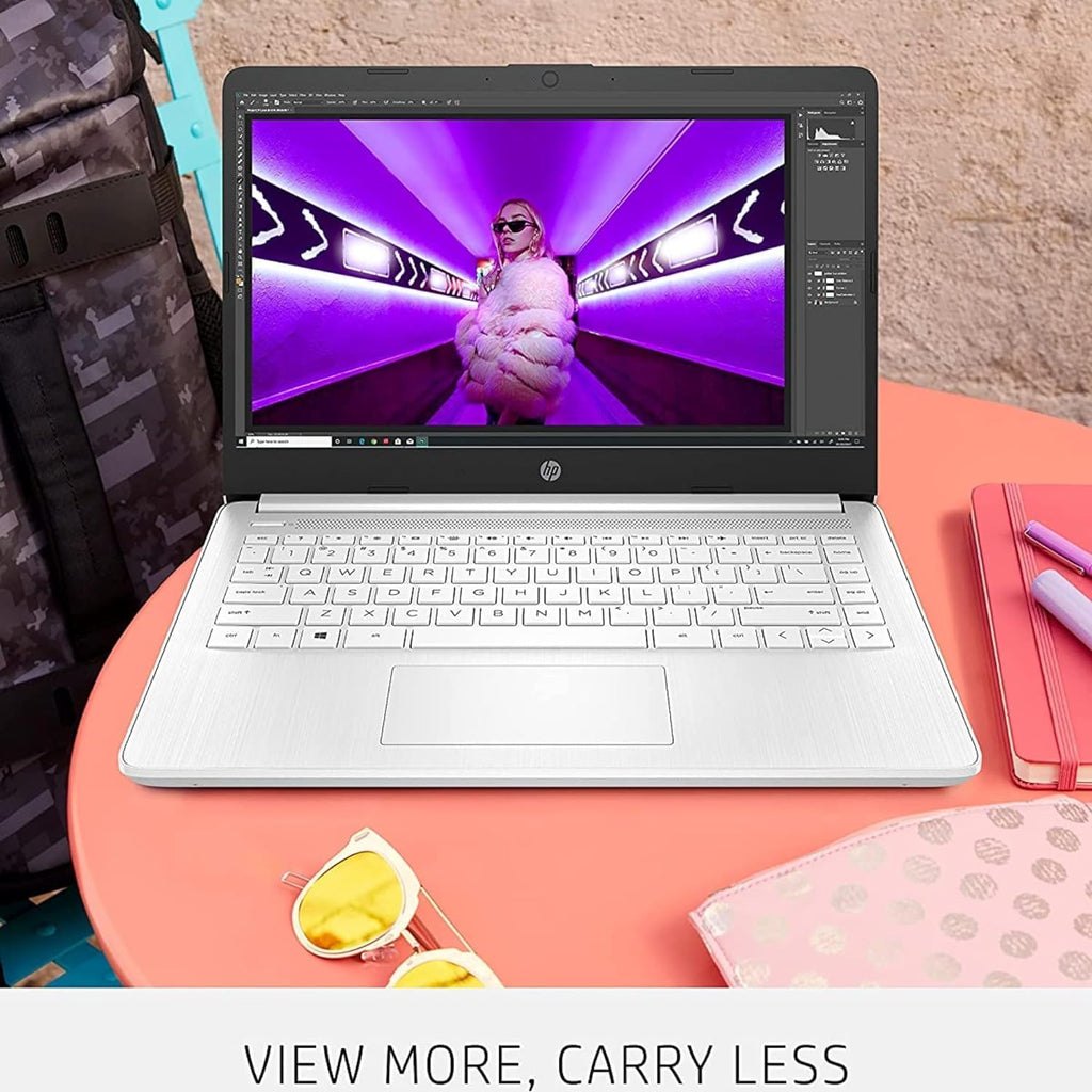 HP New 14' HD Ultral Light Thin Laptop, Quad-Core Intel Celeron Processor, 16GB RAM, 320GB (64GB eMMC+ 256GB Card), Wi-Fi, Upto 11 Hours, Windows 11 S + 1 Year Office 365+HubxcelAccessory, White