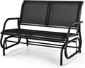 Tangkula 2 Person Patio Glider, Outdoor Swing Bench Rocker Glider Loveseat Chair with Heavy-Duty Steel Frame, Breathable Seat Fabric, Rocking Lounge Chair for Poolside, Garden, Backyard, Porch (Black)