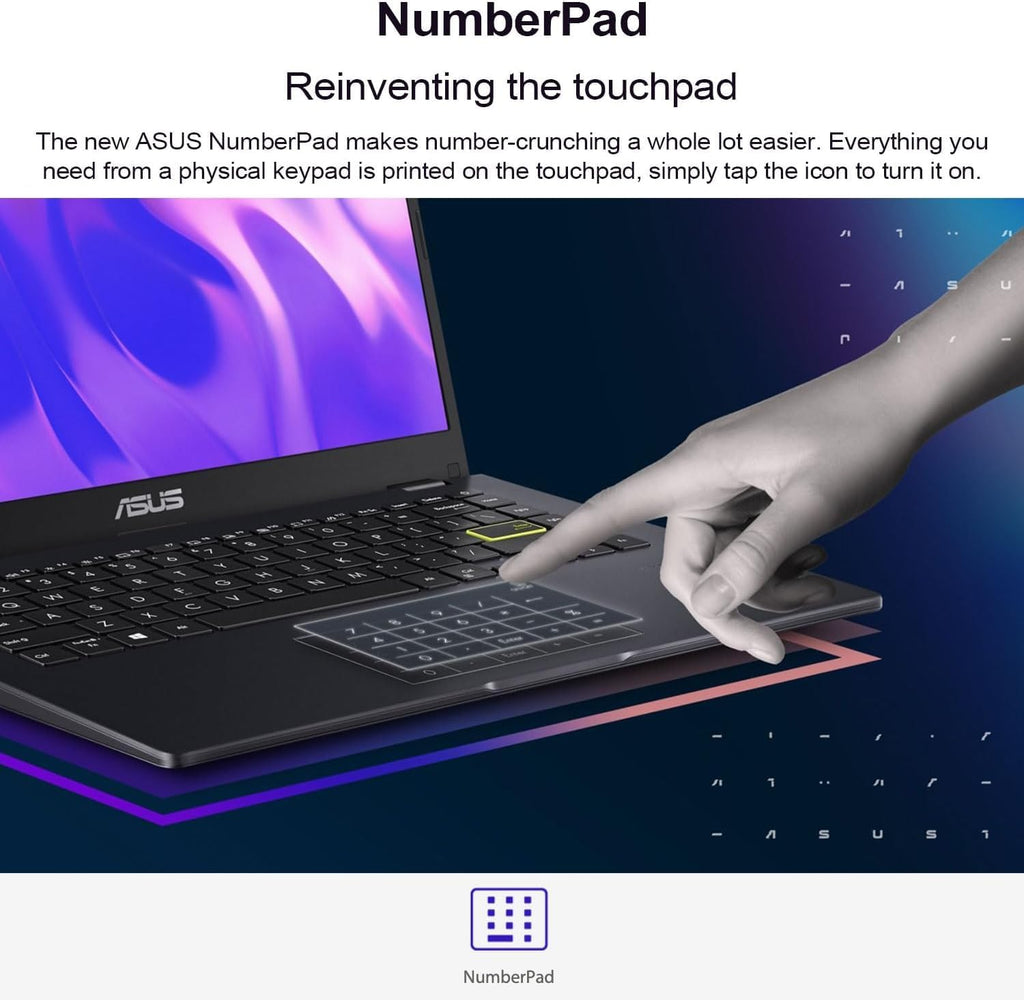 ASUS 14' Laptop for Business & Student, 14' FHD Display, Intel Celeron N4500, 1-Year of Microsoft 365, 4GB Memory, 64GB eMMC + 128GB PCIe SSD, NumberPad, Webcam, HDMI, Wi-Fi, Windows 11