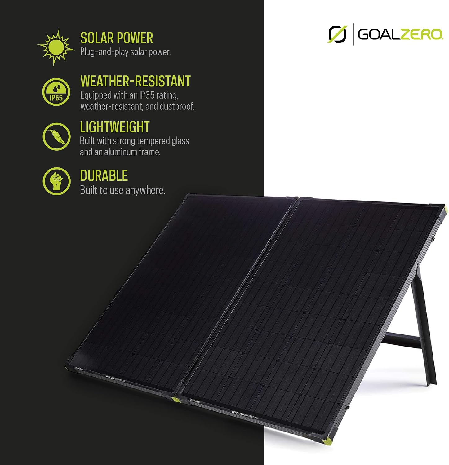 Goal Zero Boulder 200 Briefcase, 200-Watt Monocrystalline Solar Panel with Kickstand, Portable Solar Panel for Camping and Tailgating, Emergency Solar Power