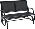 Giantex Swing Glider Chair 48 Inch with Spacious Space, 2 People Swing Lounge Glider Chair Cozy Patio Bench Outdoor & Indoor for Patio, Backyard, Poolside, Lawn Steel Rocking Garden Loveseat (Black)