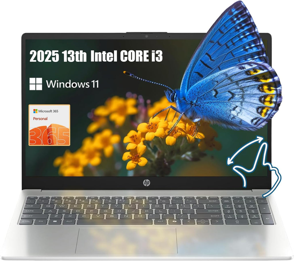 HP 15.6inch Touchscreen Laptop AI 2025-6Core Intel i3-1315U Beat i5-1230U - Wi-Fi 6 - Windows 11 - Office 365 One Year - Computadora Laptop - Work Business College (16GB RAM | 512GB SSD)