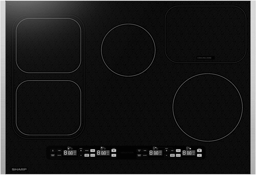 Sharp SCH3043GB 30' Induction Cooktop, Premium Glass, White LED Display, Individualized timers for each cooking zone, 4 cooking zones w/Simmer, Warm, & Melt presets, Residual heat indicator