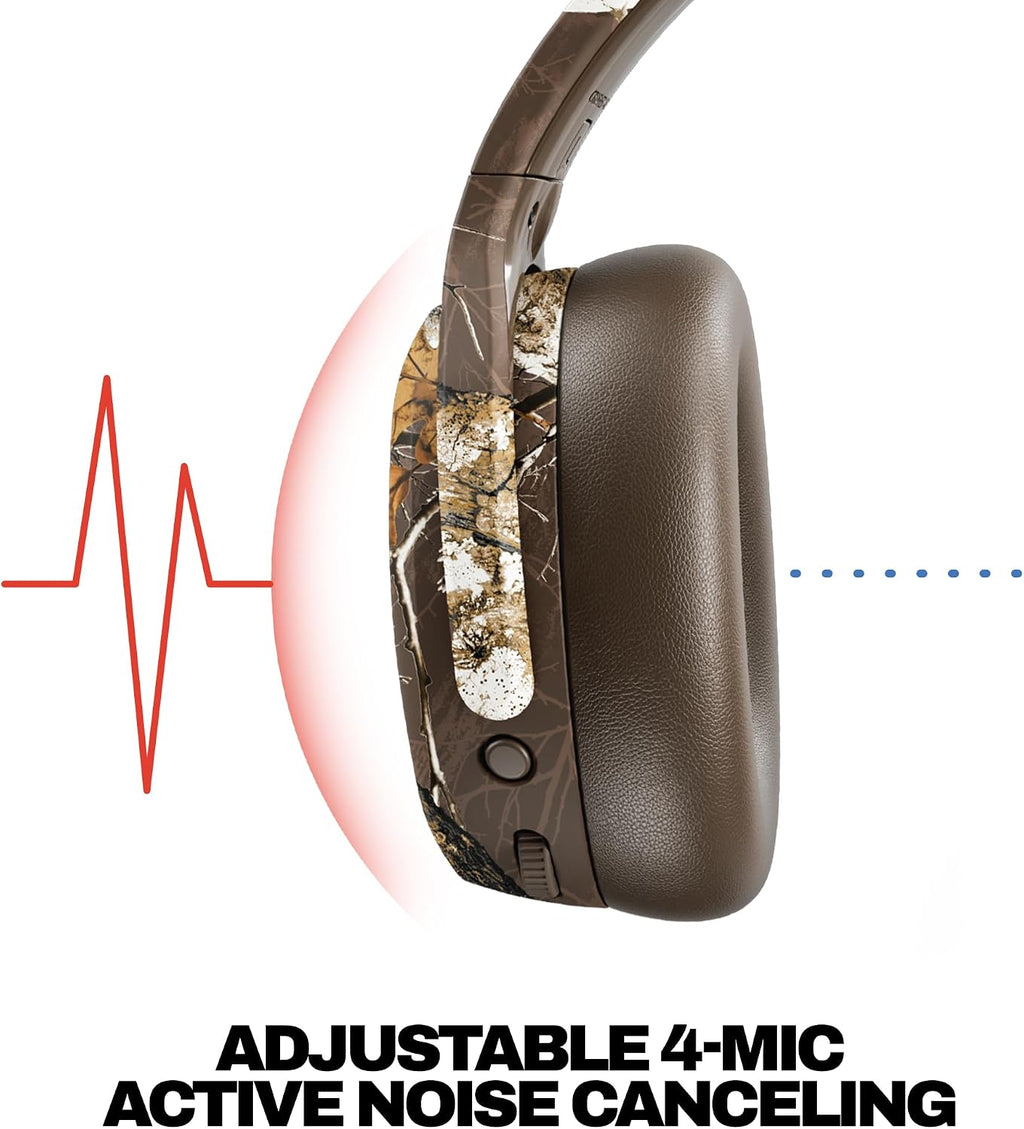 Skullcandy Crusher ANC 2 Wireless Over-Ear Bluetooth Headphones with Multi-Sensory Bass, Active Noise Cancelling, Up to 60 Hours Battery, Microphone for iPhone Android - Realtree Edge Colors Espresso