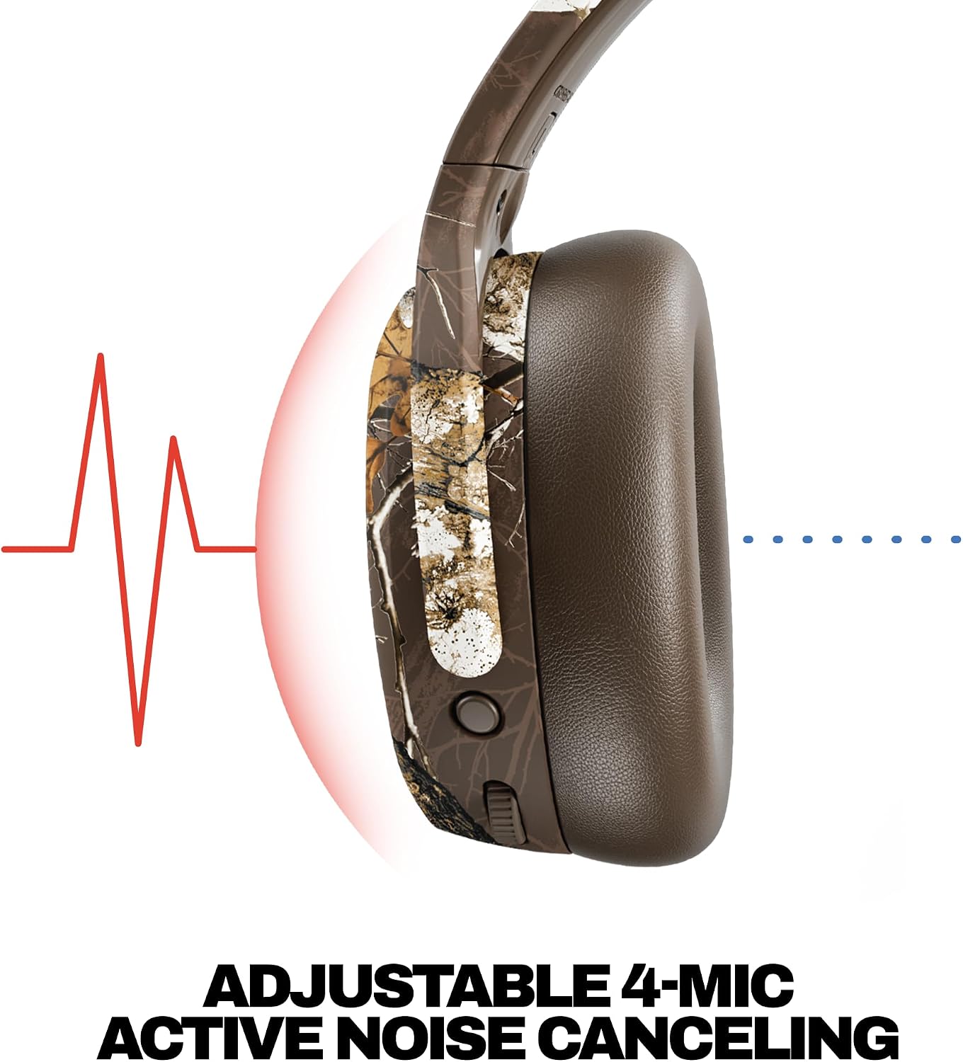 Skullcandy Crusher ANC 2 Wireless Over-Ear Bluetooth Headphones with Multi-Sensory Bass, Active Noise Cancelling, Up to 60 Hours Battery, Microphone for iPhone Android - Realtree Edge Colors Espresso