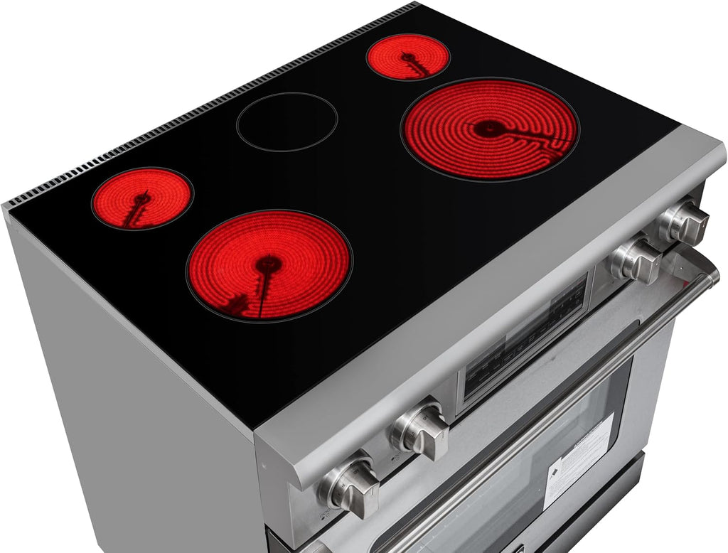 KoolMore KM-TPR-36SS 36 in. Electric Professional Range with Tilt Panel and Digital Controls, Self-Cleaning, 16300W of Power, 240V in Stainless-Steel