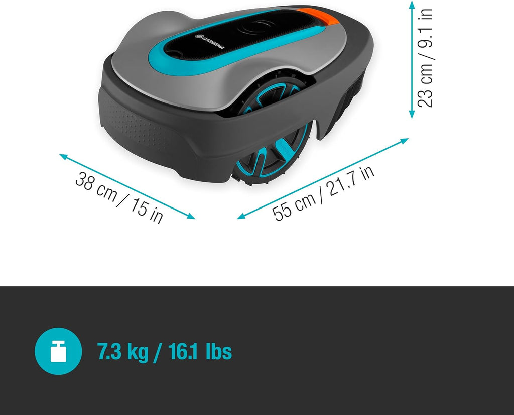 GARDENA 15010-20 SILENO Life - Automatic Robotic Lawn Mower, with Bluetooth app and Boundary Wire, The quietest in its Class, for lawns up to 16,200 Sq Ft, Made in Europe, Grey