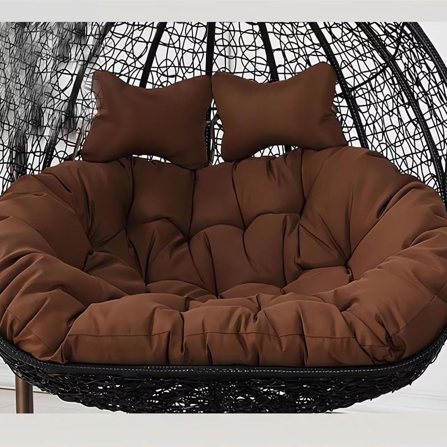 2 Seater Egg Chair Swing Cushion Outdoor,Double Egg Chair Cushion Replacement,Waterproof Detachable Hanging Basket Chair Cushions,for Garden Balcony(N)