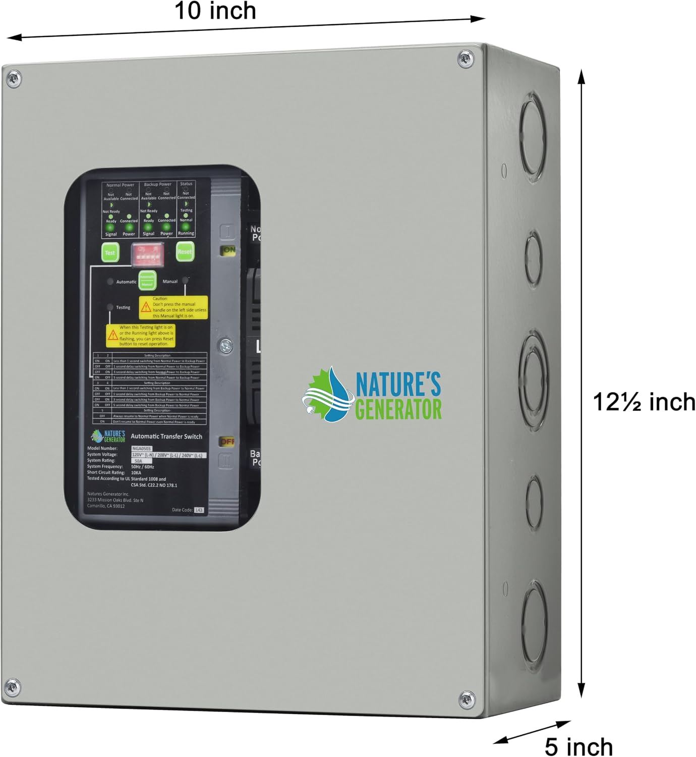 Nature's Generator RV 50A Automatic Transfer Switch UL Approved