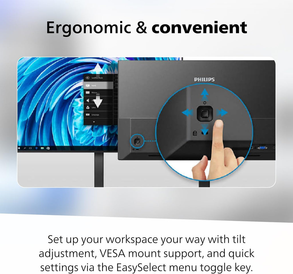 Philips 32E1N1100L 32'' Frameless Monitor, FHD 1920 x 1080, VA Panel, Adaptive-Sync 100Hz, VESA, 4Yr Advance Replacement Warranty, Black