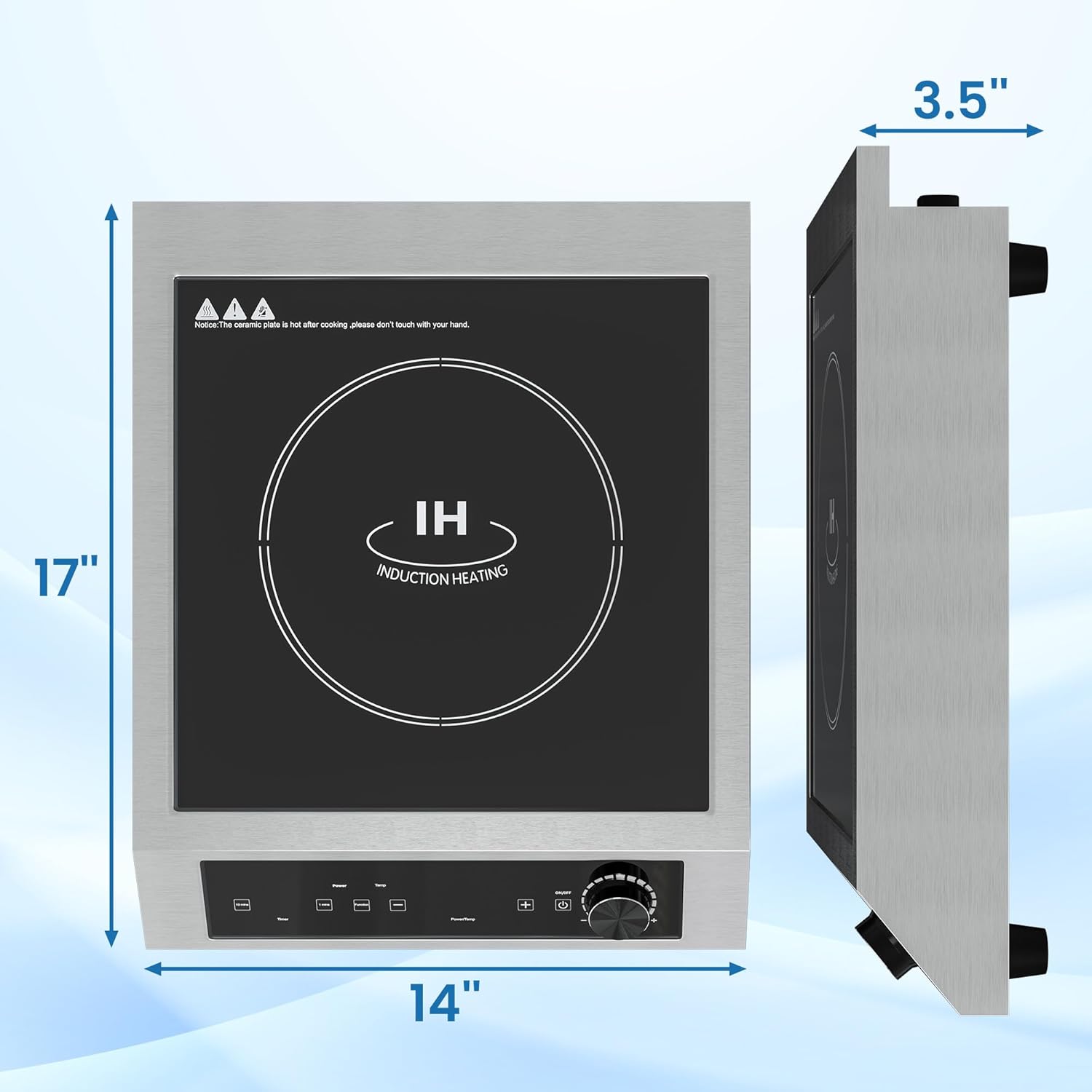 Commercial Electric Induction Cooktop, 1800W Induction Hot Plate, 10 Power & 10 Temp Setting, Professional Countertop Burner with Timer, Electric Stove with LED Screen, Black