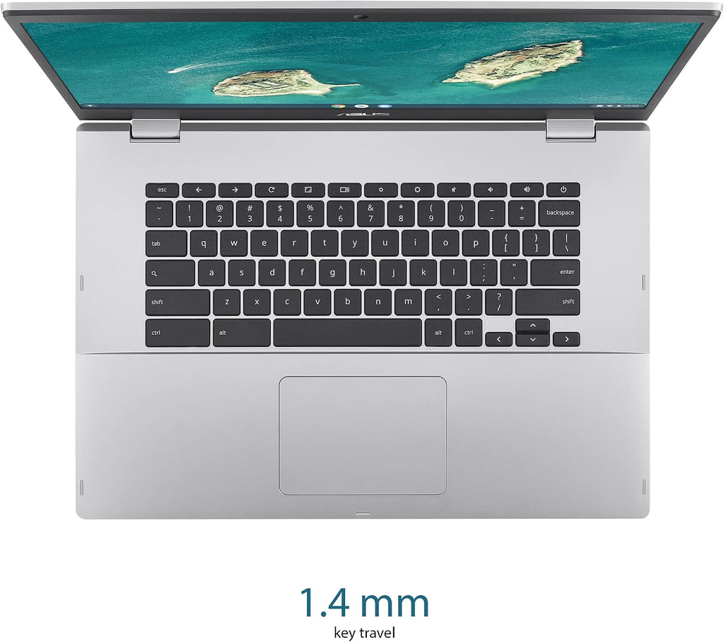 ASUS CX1500CNA-AS84F Chromebook CX1, 15.6' Full HD NanoEdge Display, Intel Celeron N3350 Processor, 64GB eMMC Storage, 8GB RAM, Chrome OS, Transparent Silver, CX1500CNA-AS84F