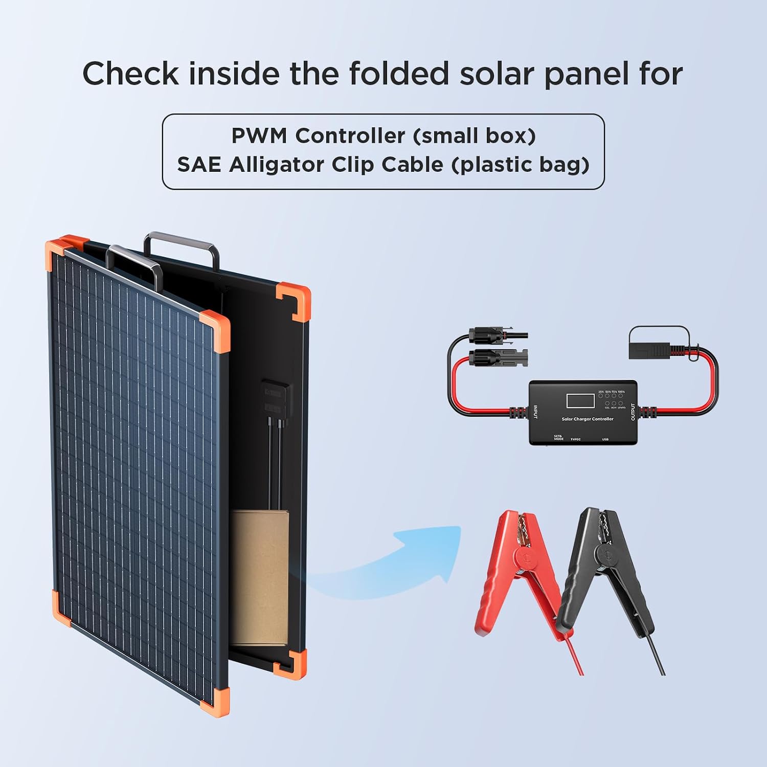 ZOUPW 100W Portable Solar Panel, Foldable Tempered Glass Solar Panel Kit with 20A PWM Controller for 12V Battery&Power Station, IP68 Waterproof 23.5% Efficiency for RV, Camping & Off-Grid