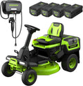 Greenworks 80V 30' Cordless Riding Lawn Tractor, (4) 6.0Ah Batteries and 600W Charger