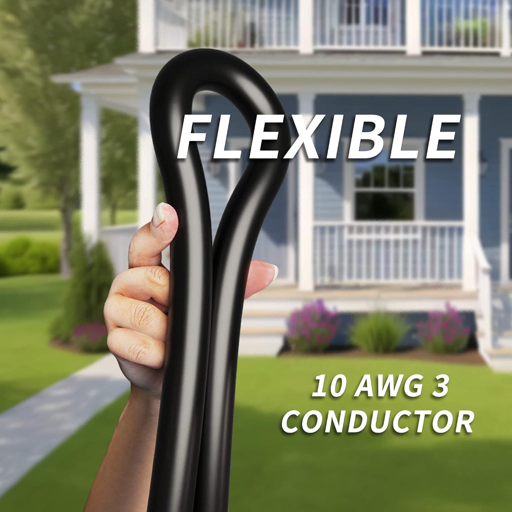 PlugSaf 100 FT 30 Amp RV Extension Cord Outdoor with Grip Handle, Flexible Heavy Duty 10/3 Gauge STW RV Power Cord Waterproof with Cable Organizer, NEMA TT-30P to TT-30R, Black-Green, ETL Listed