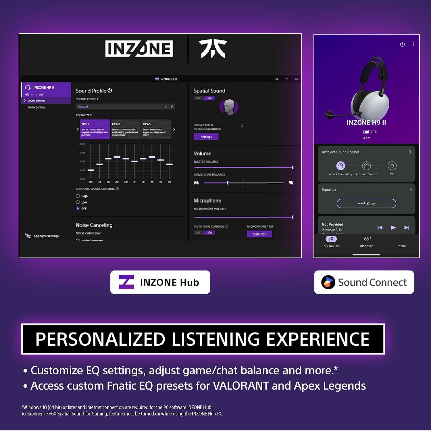 Sony INZONE H9 II Wireless Noise Canceling Gaming Headset, WH-1000XM6 Drivers, Lightweight, Detachable Cardioid AI Mic, 2.4GHz and Bluetooth, Soft Case, for PC, PS5, Switch, and Mobile, Black