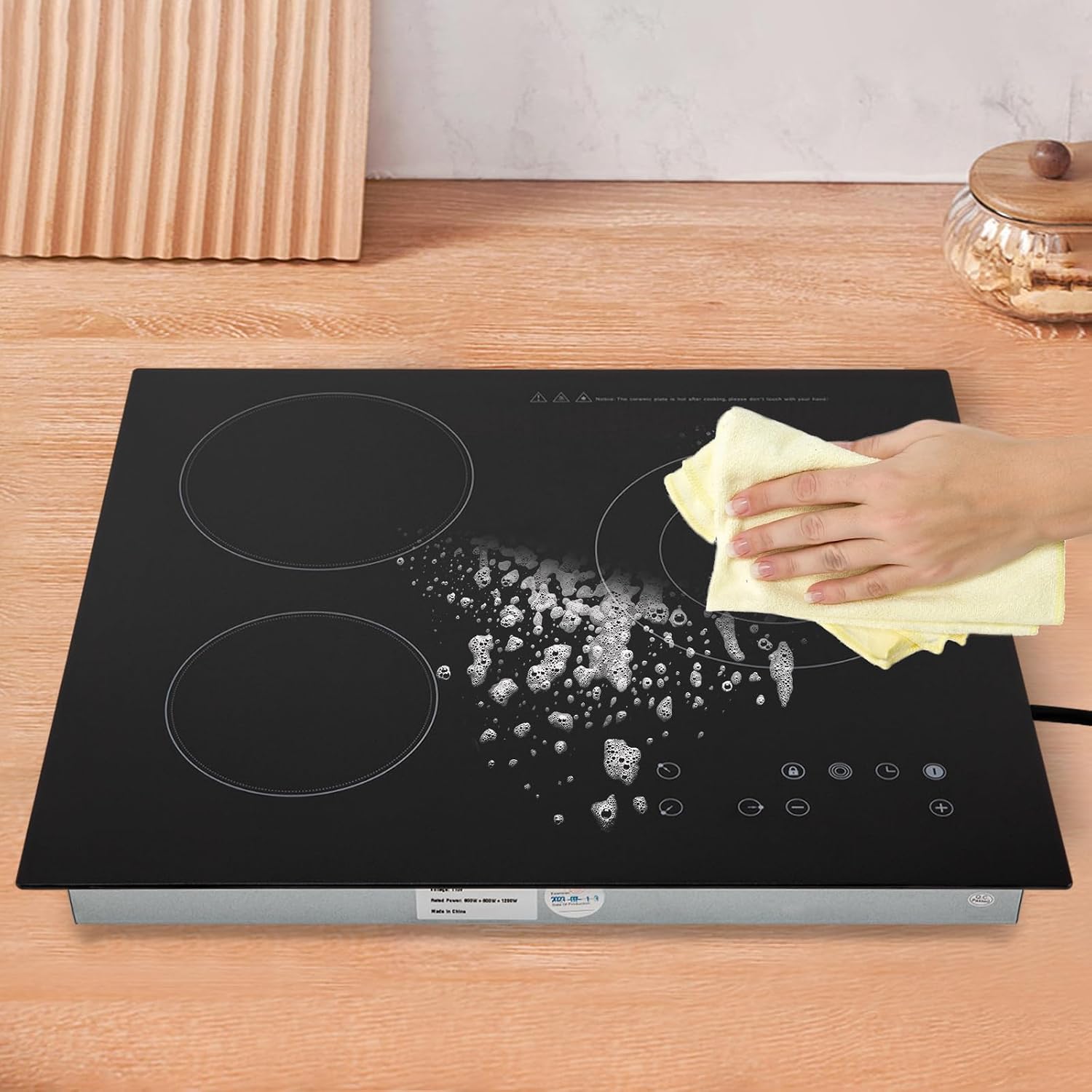 Digital Induction Cooktop,2600W 110V Double Burners Electric Stove, Countertop Burner with Legs, Induction Cooker Vitro Ceramic Glass Black Surface for Cast Iron Pan (2600W,3 Burners)