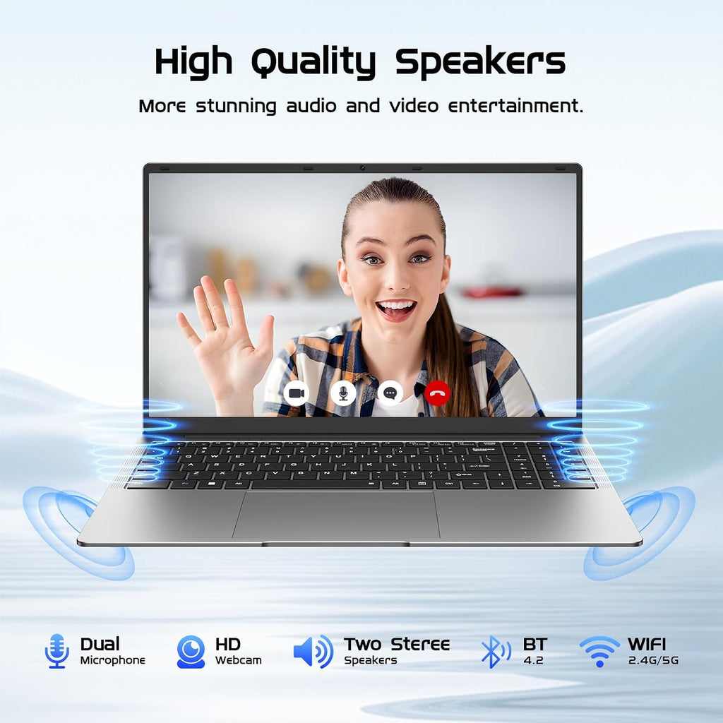 Laptop Computer 15.6' Win11 Pro Laptops 8GB RAM 256GB SSD,Ms Office 365, 100% sRGB Screen, N4000 Processor, Notebook, Dual Band WiFi5, BT4.2, USB-A, HDMI,FHD 1920 * 1080 Display,Silver