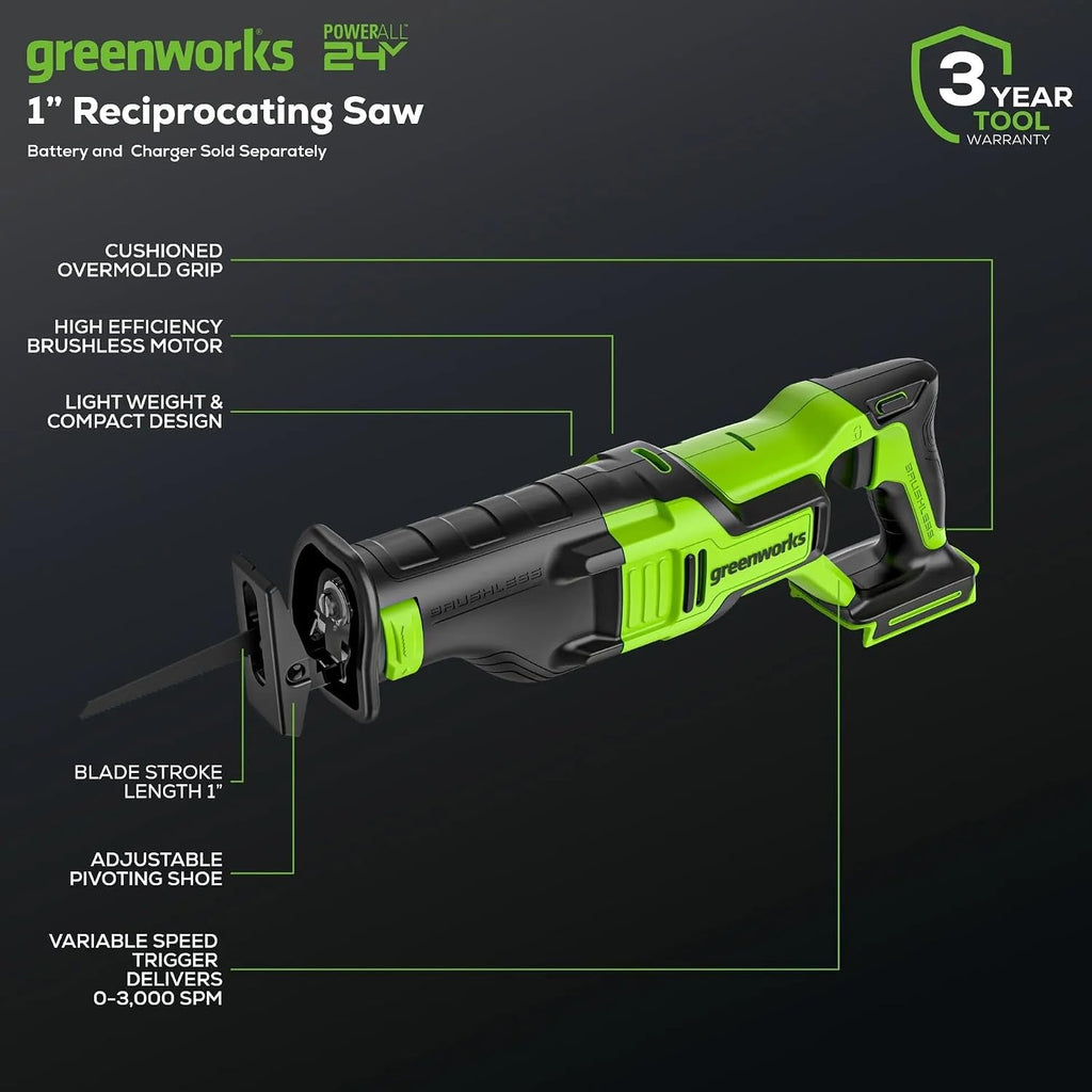 Greenworks 48V (24V x 2) Electric Lawn Mower Combo Kit - 20' Mower, 12' String Trimmer, 320 CFM Blower, 1/2' Drill, 1/4' Impact Driver, 1-1/8' Reciprocating Saw - 5 Batteries, 3 Chargers
