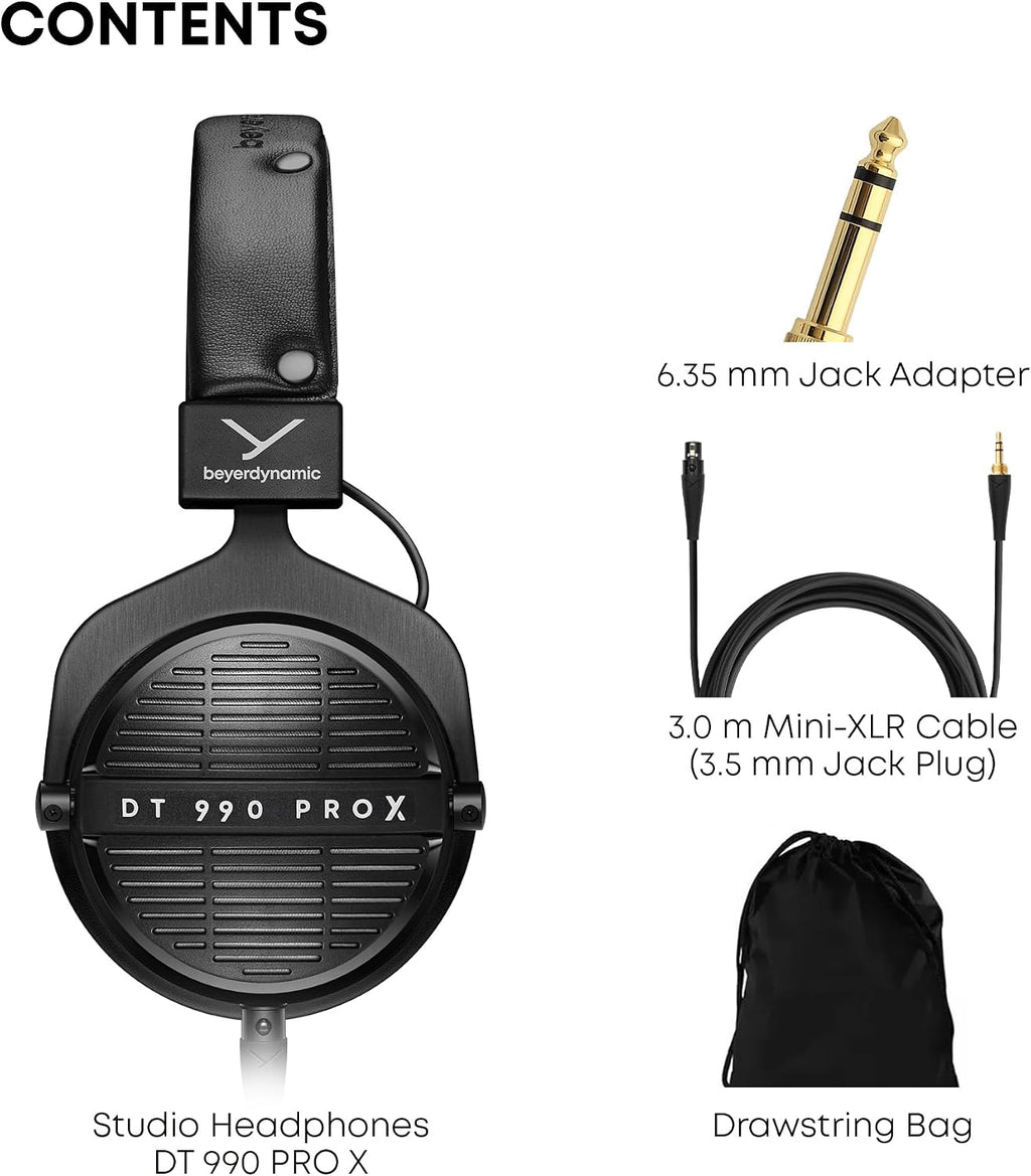 beyerdynamic DT 990 Pro X 48 ohm Wired Over-Ear, Open Back Professional Recording Studio Monitor Headphones for Mixing, Editing, Critical Listening, DJ Stereo Headsets, Made in Germany, Black w/Gray