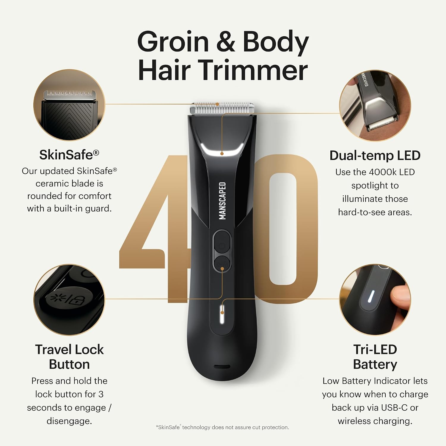MANSCAPED® The Perfect Duo 4.0 PRO Includes: The Lawn Mower® 4.0 PRO Waterproof Electric Men's Groin & Body Hair Trimmer and Weed Whacker® 2.0 Nose & Ear Hair Trimmer, Updated SkinSafe® Blades