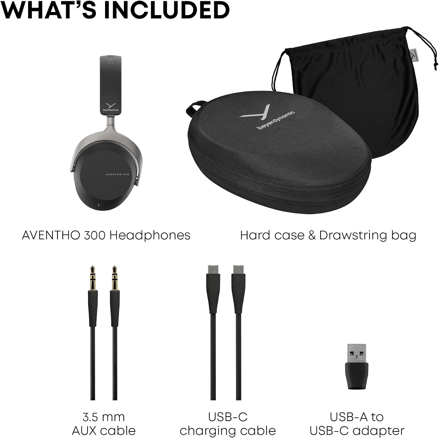 beyerdynamic AVENTHO 300 Wireless Bluetooth Headphones, Over Ear, Active Noise Cancelling, USB-C Charging, 50 Hours Playtime, Ultra Comfortable, Dolby Atmos and Head Tracking, Black
