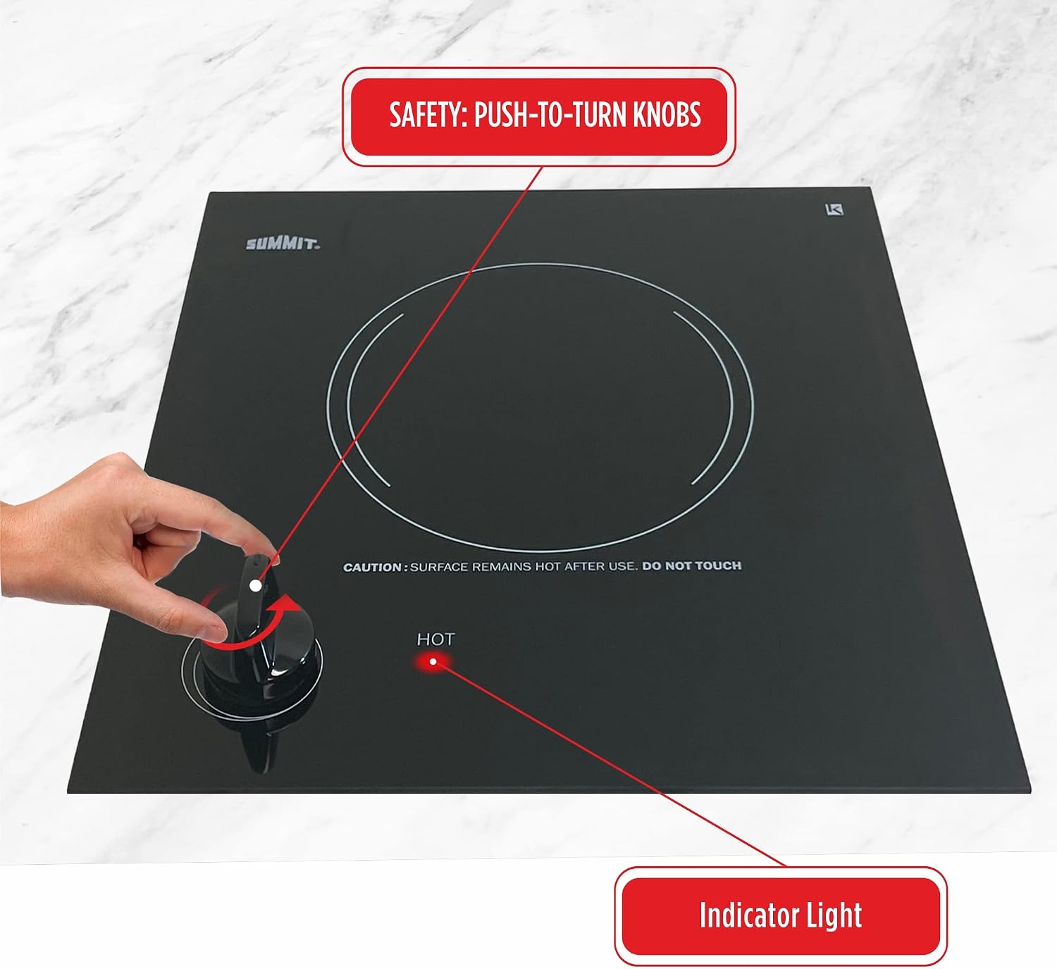 Summit 12' Single Burner Electric Cooktop. 115 Volt Radiant Cooktop, ADA Compliant, Black- CR1115