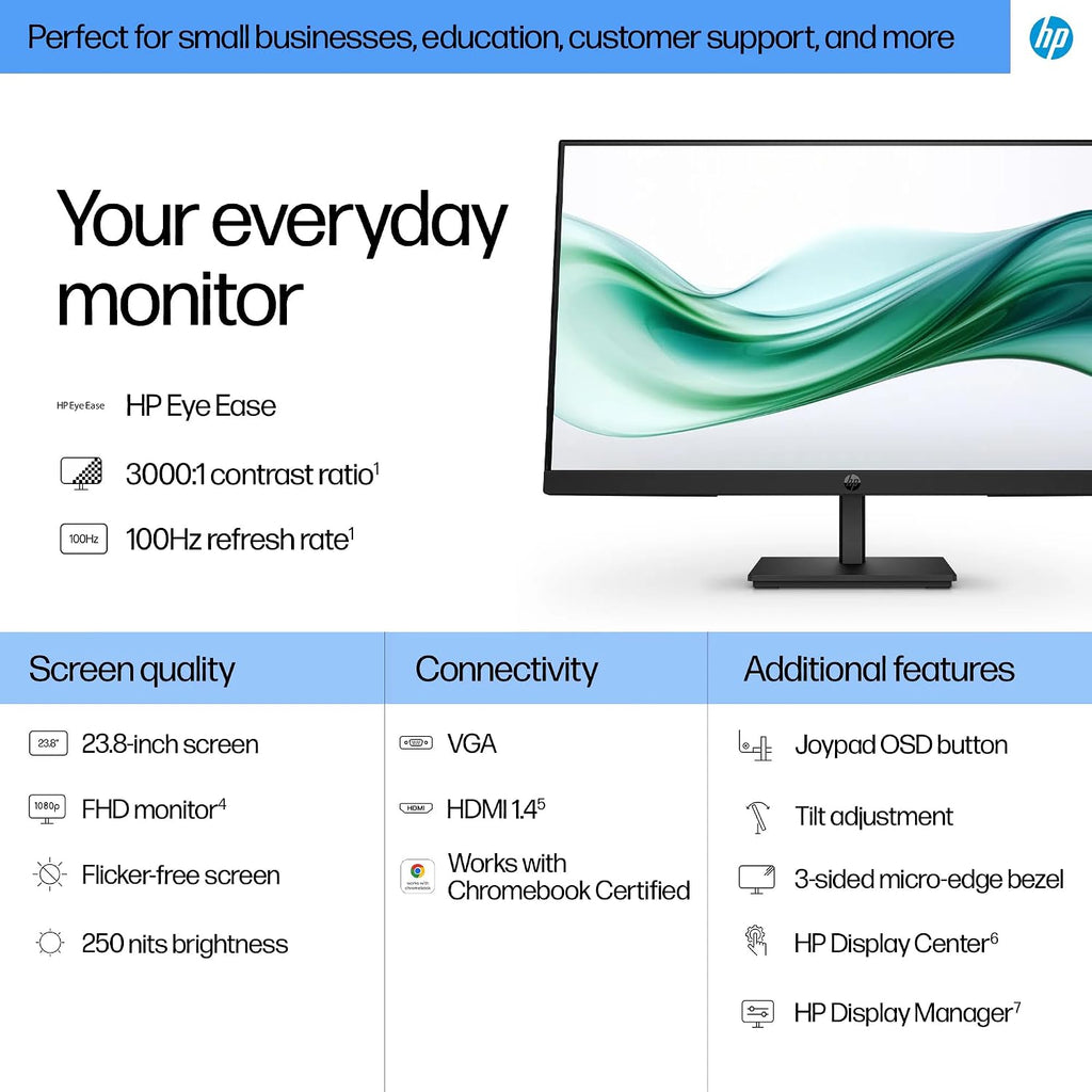 HP V24v G5 24' FHD Computer Monitor (1920x1080), 75Hz Anti-Glare Display, AMD FreeSync, HDMI, VESA Mount, Black, with Dockztorm Dock