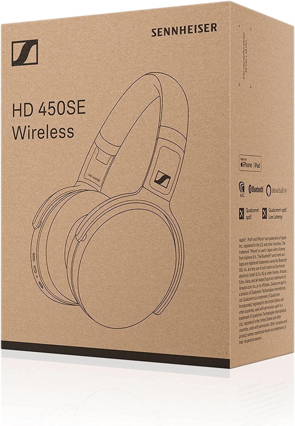 Sennheiser HD 450SE Black Bluetooth 5.0 Wireless Headphone with Alexa Built-in - Active Noise Cancellation, 30-Hour Battery Life, USB-C Fast Charging, Foldable - Black